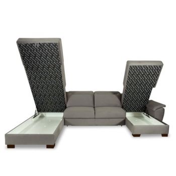 Coltar U Extensibil Cu Lada Dax, Tetiere Reglabile, 375 Cm