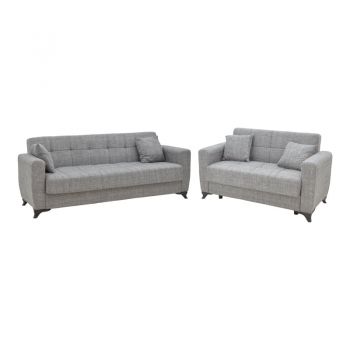 Set sufragerie 2 piese Modesto din stofa  in nuanta de Gri 85x215