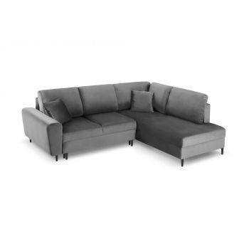 Coltar extensibil Kyoto 5 locuri catifea picioare negre Coltar extensibil Kyoto 5 locuri catifea picioare negre