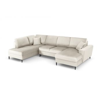 Coltar extensibil Kyoto 7 locuri catifea picioare negre Coltar extensibil Kyoto 7 locuri catifea picioare negre