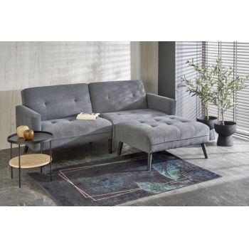 Canapea extensibila Cornelius cu taburet gri