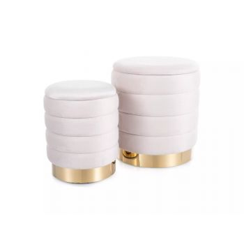 Set 2 tabureti Britta velvet bej deschis Tap.250 Set 2 tabureti Britta velvet bej deschis Tap.250