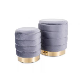 Set 2 tabureti Britta velvet gri Tap.252 Set 2 tabureti Britta velvet gri Tap.252