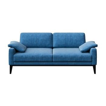 Canapea cu 2 locuri și picioare din lemn MESONICA Musso Regular, albastru