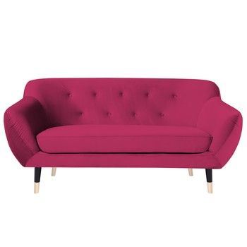 Canapea cu 2 locuri Mazzini Sofas AMELIE cu picioare negre, roz