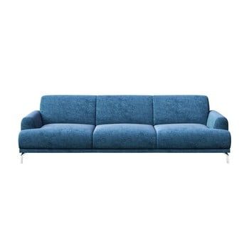 Canapea cu 3 locuri și picioare metalice MESONICA Puzo, albastru