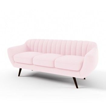 Canapea cu 3 locuri Vivonita Kennet, roz pastel