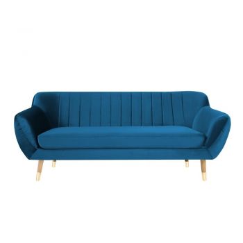 Canapea cu tapițerie din catifea Mazzini Sofas Benito, albastru, 188 cm