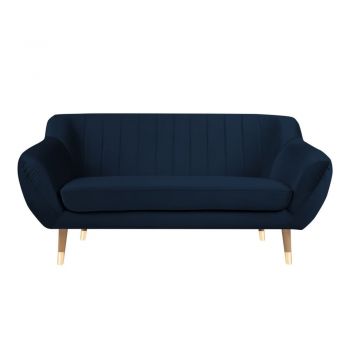 Canapea cu tapițerie din catifea Mazzini Sofas Benito, albastru închis, 158 cm