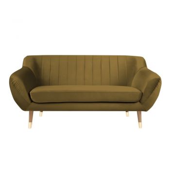 Canapea cu tapițerie din catifea Mazzini Sofas Benito, auriu, 158 cm