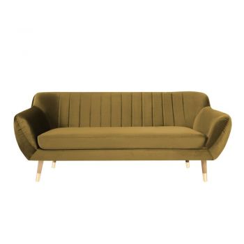 Canapea cu tapițerie din catifea Mazzini Sofas Benito, auriu, 188 cm