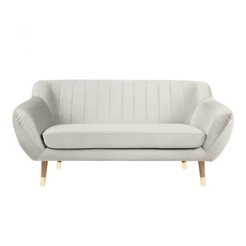 Canapea cu tapițerie din catifea Mazzini Sofas Benito, crem, 158 cm