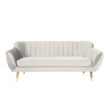 Canapea cu tapițerie din catifea Mazzini Sofas Benito, crem, 188 cm