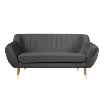 Canapea cu tapițerie din catifea Mazzini Sofas Benito, gri, 158 cm