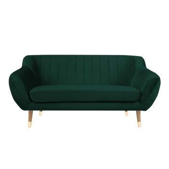 Canapea cu tapițerie din catifea Mazzini Sofas Benito, verde închis, 158 cm