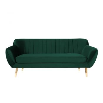 Canapea cu tapițerie din catifea Mazzini Sofas Benito, verde închis, 188 cm