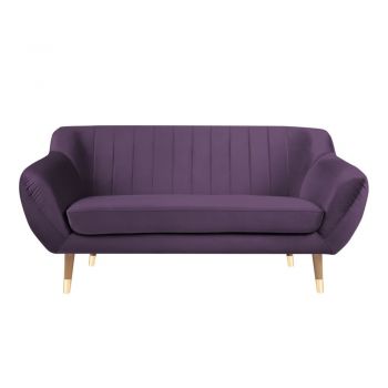 Canapea cu tapițerie din catifea Mazzini Sofas Benito, violet, 158 cm