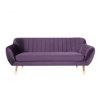 Canapea cu tapițerie din catifea Mazzini Sofas Benito, violet, 188 cm