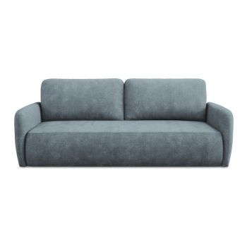 Canapea albastru prăfuit extensibilă/cu spațiu de depozitare cu tapițerie din chenille 218 cm Lilo – Makamii