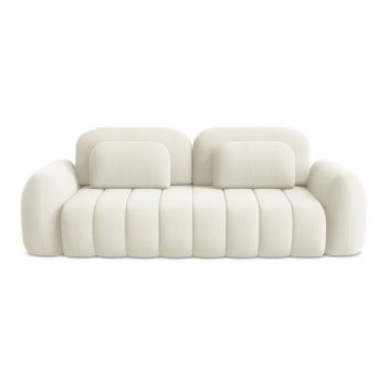 Canapea bej extensibilă/cu spațiu de depozitare cu tapițerie din țesătură bouclé 266 cm Pele – Makamii