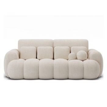 Canapea bej extensibilă cu tapițerie din catifea reiată 256 cm Cotonn – ELTAP