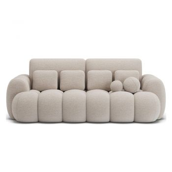 Canapea bej extensibilă cu tapițerie din țesătură bouclé 256 cm Cotonn – ELTAP