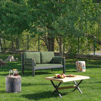 Canapea de gradina cu 2 locuri, Heaven, Kappis, 155x86x80 cm, Negru/Verde Canapea de gradina cu 2 locuri, Heaven, Kappis, 155x86x80 cm, Negru/Verde