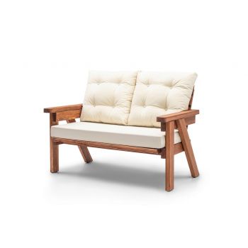 Canapea de gradina cu 2 locuri, Hudson, Abant, 131x88x80 cm, Lemn, Crema/Nuca Canapea de gradina cu 2 locuri, Hudson, Abant, 131x88x80 cm, Lemn, Crema/Nuca