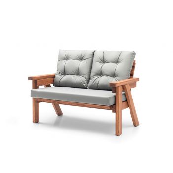 Canapea de gradina cu 2 locuri, Hudson, Abant, 131x88x80 cm, Lemn, Gri/Nuc Canapea de gradina cu 2 locuri, Hudson, Abant, 131x88x80 cm, Lemn, Gri/Nuc