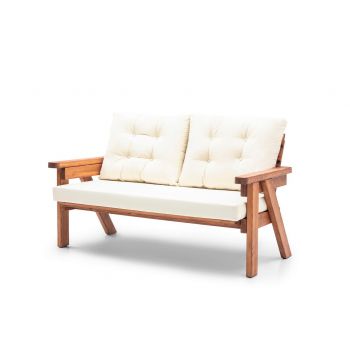 Canapea de gradina cu 3 locuri, Hudson, Abant, 161x88x80 cm, Lemn, Crema/Nuca Canapea de gradina cu 3 locuri, Hudson, Abant, 161x88x80 cm, Lemn, Crema/Nuca
