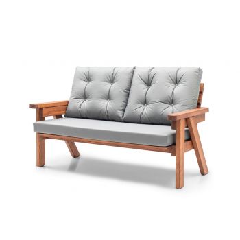 Canapea de gradina cu 3 locuri, Hudson, Abant, 161x88x80 cm, Lemn, Gri/Nuc Canapea de gradina cu 3 locuri, Hudson, Abant, 161x88x80 cm, Lemn, Gri/Nuc