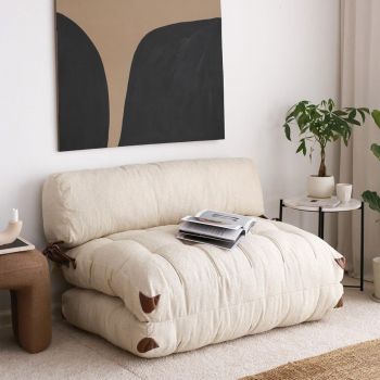 Canapea extensibilă cu 2 locuri Fold Crem 120x79x75 cm Canapea extensibilă cu 2 locuri Fold Crem 120x79x75 cm
