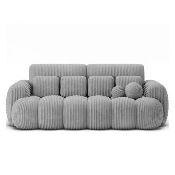 Canapea gri extensibilă cu tapițerie din catifea reiată 256 cm Cotonn – ELTAP