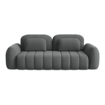 Canapea gri închis extensibilă/cu spațiu de depozitare cu tapițerie din țesătură bouclé 266 cm Pele – Makamii