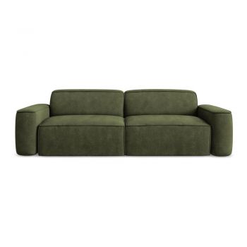 Canapea verde cu tapițerie din chenille 244 cm Omao – Makamii