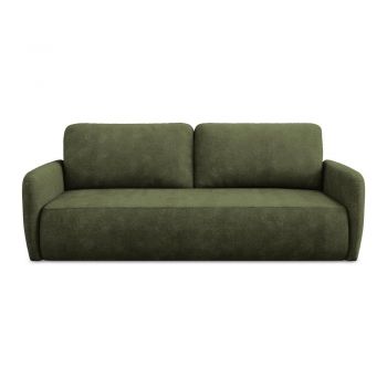 Canapea verde extensibilă/cu spațiu de depozitare cu tapițerie din chenille 218 cm Lilo – Makamii