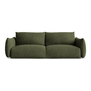 Canapea verde extensibilă cu tapițerie din chenille 230 cm Leila – Makamii