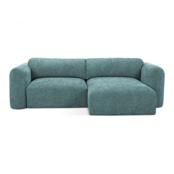 Colțar albastru extensibil/cu spațiu de depozitare cu tapițerie din chenille (cu colț pe partea dreaptă/cu șezlong) Mele – Makamii