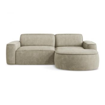 Colțar bej cu tapițerie din chenille (cu colț pe partea dreaptă/cu șezlong) Omao – Makamii