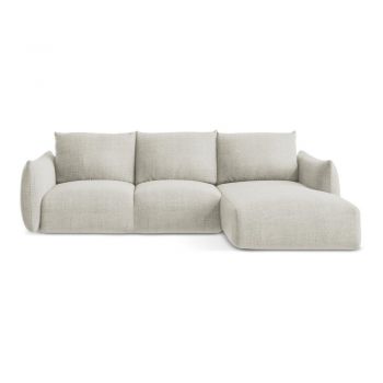 Colțar bej extensibil (cu colț pe partea dreaptă/cu șezlong) Leila – Makamii