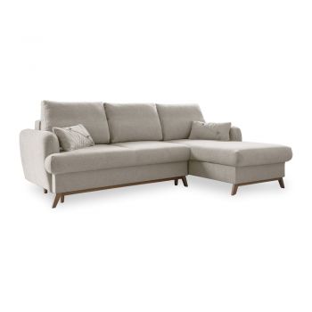 Colțar bej extensibil/cu spațiu de depozitare (cu colț pe partea dreaptă/cu șezlong) Scandic Lagom – Miuform