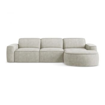 Colțar crem cu tapițerie din chenille (cu colț pe partea dreaptă/cu șezlong) Omao – Makamii