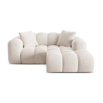 Colțar crem cu tapițerie din chenille (cu colț pe partea dreaptă/cu șezlong) Treno – Cosmopolitan Design