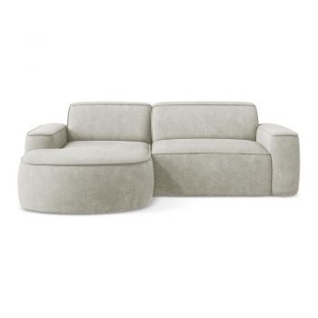 Colțar crem cu tapițerie din chenille (cu colț pe partea stângă/cu șezlong) Omao – Makamii