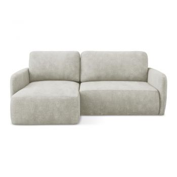 Colțar crem extensibil/cu spațiu de depozitare cu tapițerie din chenille (cu colț pe partea stângă/cu șezlong) Lilo – Makamii