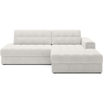Colțar crem extensibil cu tapițerie din țesătură bouclé (cu colț pe partea dreaptă/cu șezlong) Blezalt – ELTAP