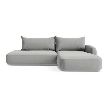 Colțar gri deschis extensibil (cu colț pe partea dreaptă/cu șezlong) Hale – Makamii