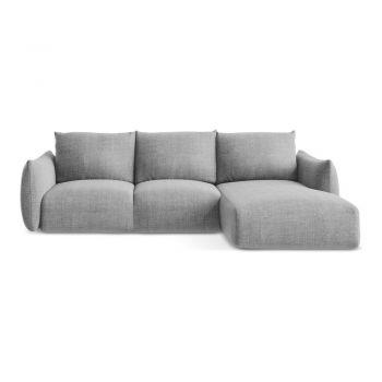 Colțar gri deschis extensibil (cu colț pe partea dreaptă/cu șezlong) Leila – Makamii