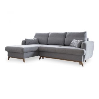 Colțar gri deschis extensibil/cu spațiu de depozitare (cu colț pe partea stângă/cu șezlong) Scandic Lagom – Miuform