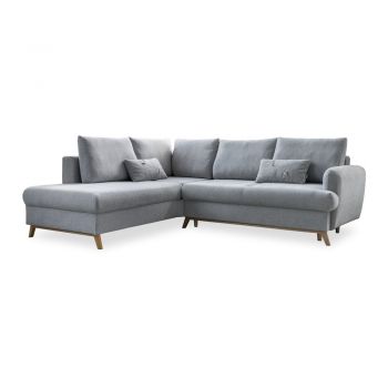 Colțar gri deschis extensibil/cu spațiu de depozitare (cu colț pe partea stângă/în formă de ”L”) Scandic Lagom – Miuform